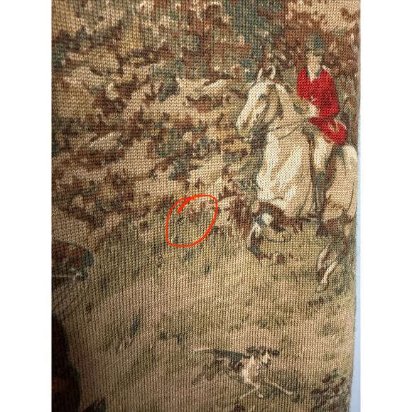 Pendleton Merino Wool Equestrian Hunting Print Tan Sweater Sz L Brown - Picture 6 of 10